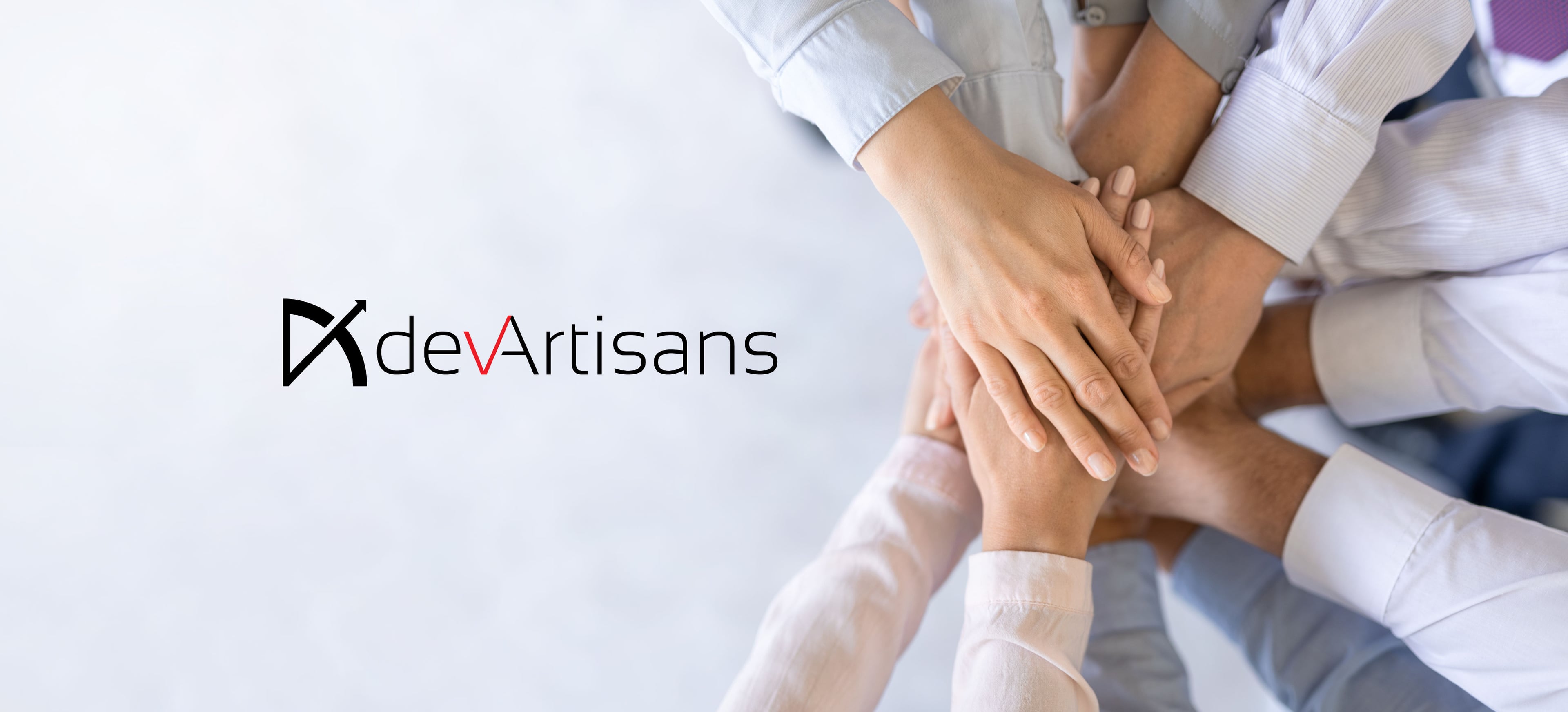 Team collaboration with hands together